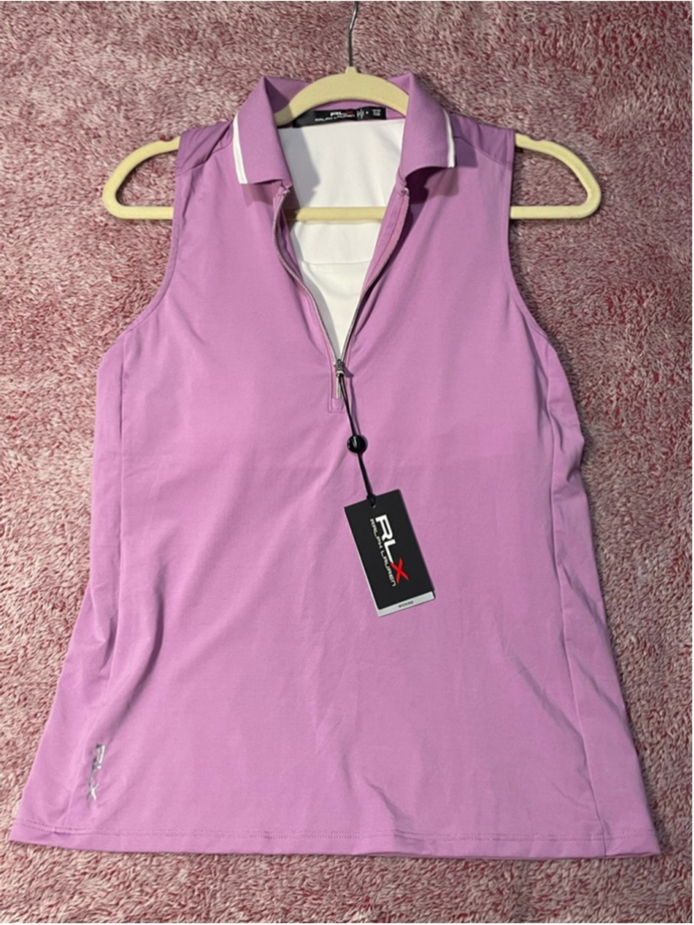 Women's Ralph Lauren Purple & White Sleeveless Polo Tank Top M
